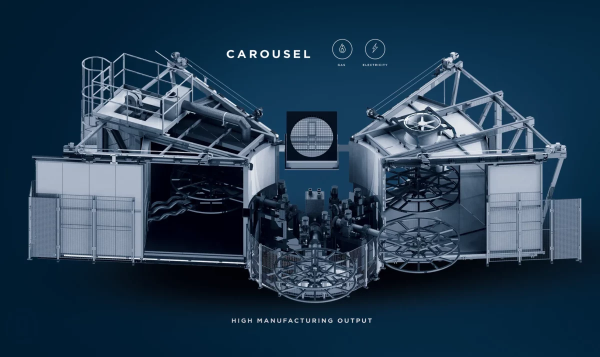 Maszyna karuzelowa OREX-ROTOMOULDING – widok z przodu, technologia rotomoulding